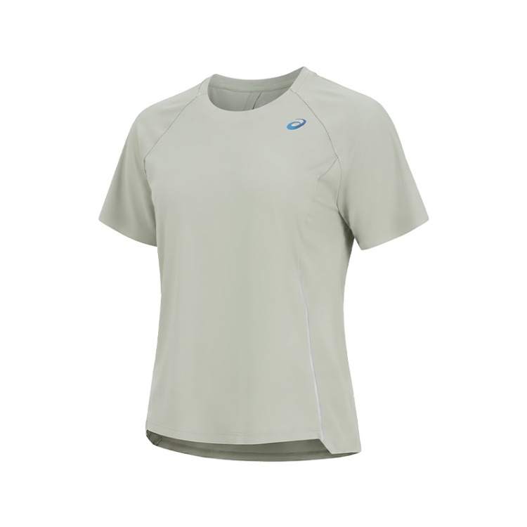ASICS D.FRESH Running T Shirts Women's Gray Green Crew Neck