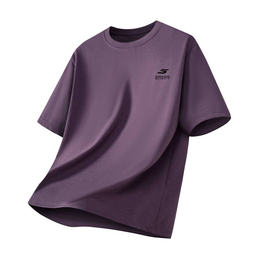 Skechers Comfortable Technology Collection T Shirts Unisex Authentic Purple 6006 Crew Neck Thin Straight Fit