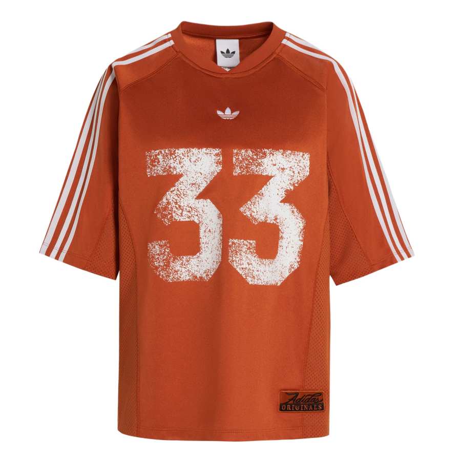 Adidas Originals Top T Shirts Women's Vermilion V Neck Straight Fit