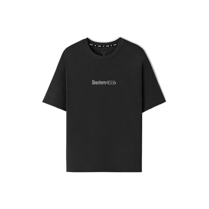 Skechers T Shirts Men's Carbon Black 0018 Crew Neck Moderate Straight Fit