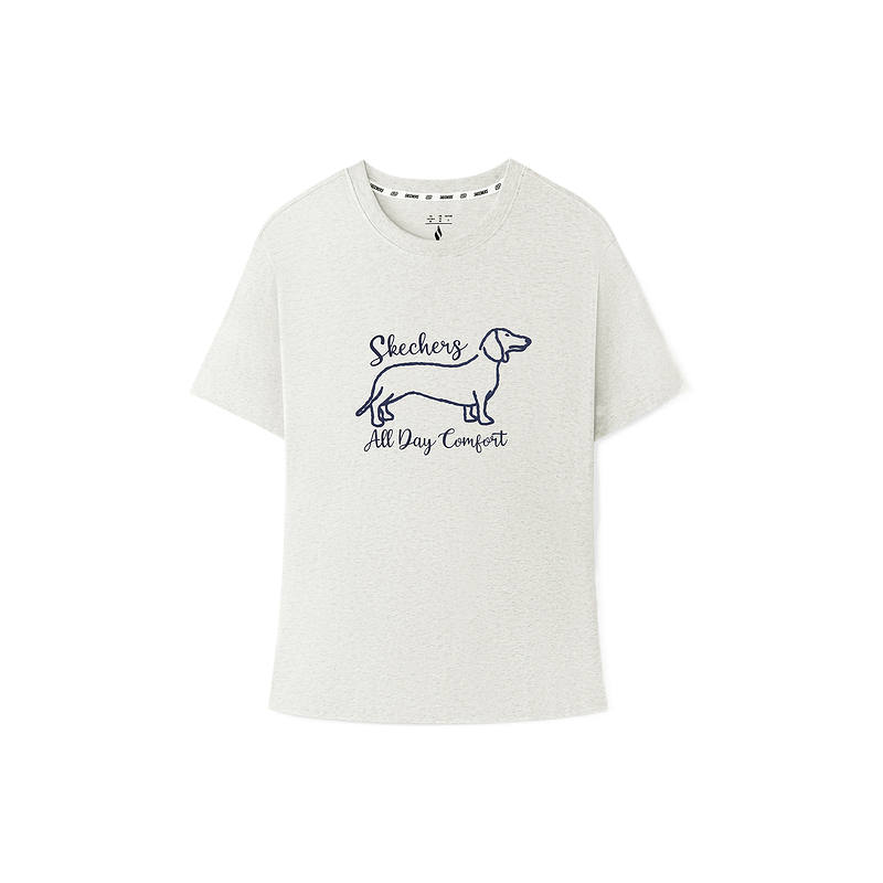 Skechers T Shirts Women's Light Heather Gray 0248 Crew Neck Moderate