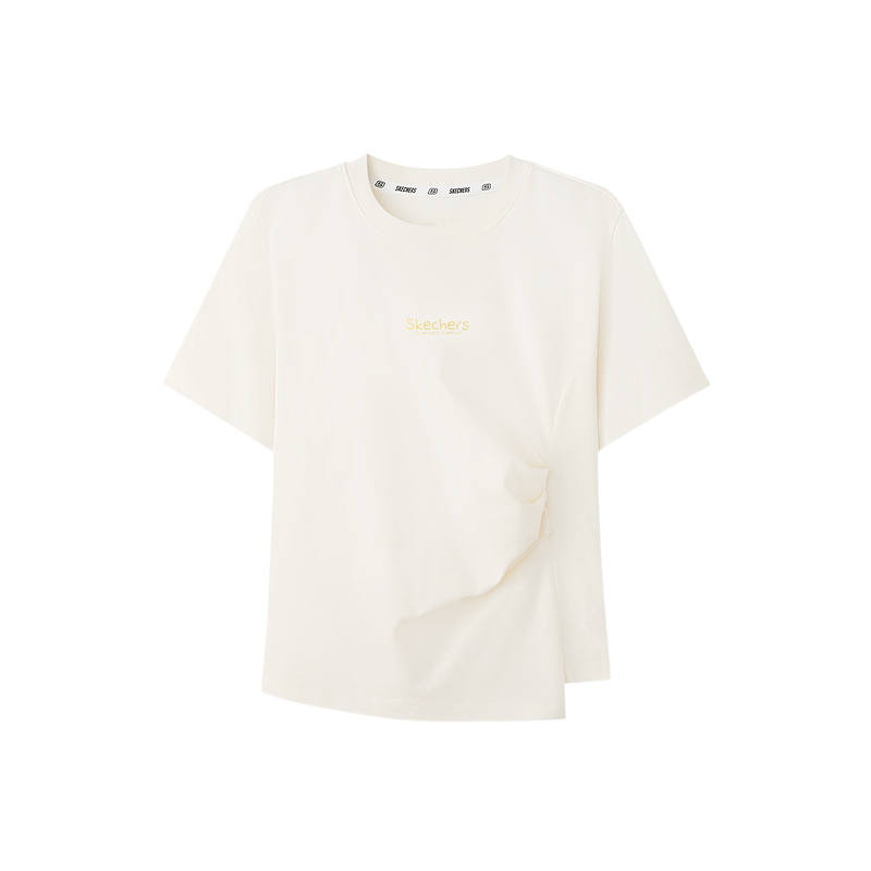 Skechers T Shirts Women's Marshmallow White 0074 Crew Neck Moderate Nipped In Waist