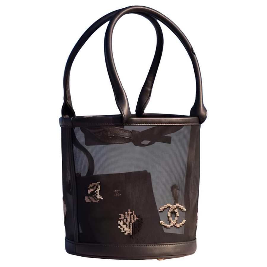 CHANEL Controller Design Bucket Bag Handbag Women's Black