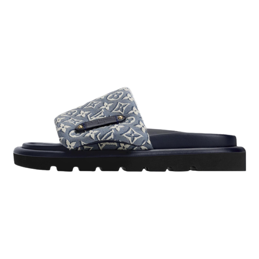 LOUIS VUITTON Pool Pillow Comfort Slide Slippers Women's Blue