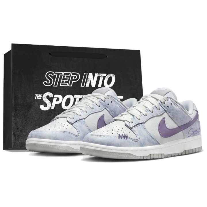 Nike Nike Dunk Skateboard Shoes Unisex Low Top White/Purple/Gray/Black