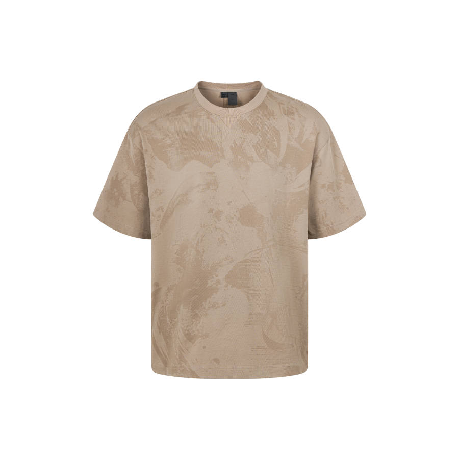 Li-Ning Li Ning X Jackie Chan Kung Fu Collection T Shirts Unisex Wheat Khaki All Over Print Crew Neck