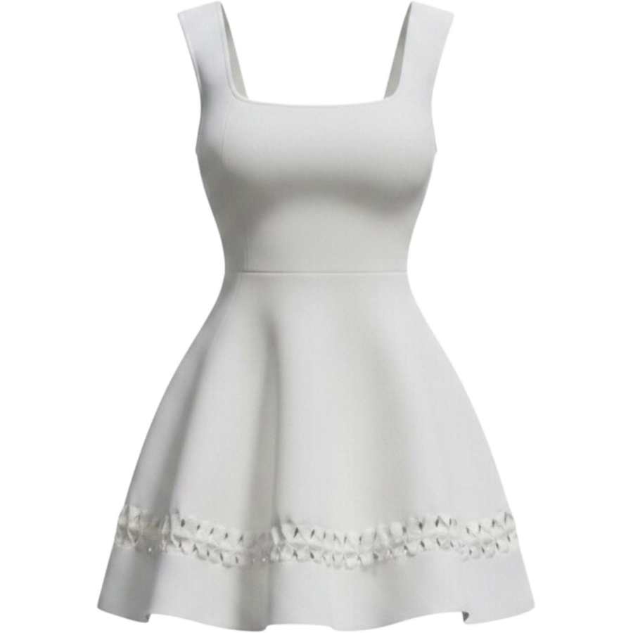 CHARM GLOW Sleeveless Dresses Women's White Camisole Moderate Short Skirt A Line Skirt