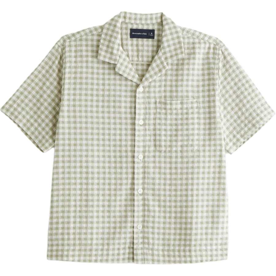 Abercrombie&Fitch Shirts Men's Warm Sage Plaid Cuban Collar Moderate