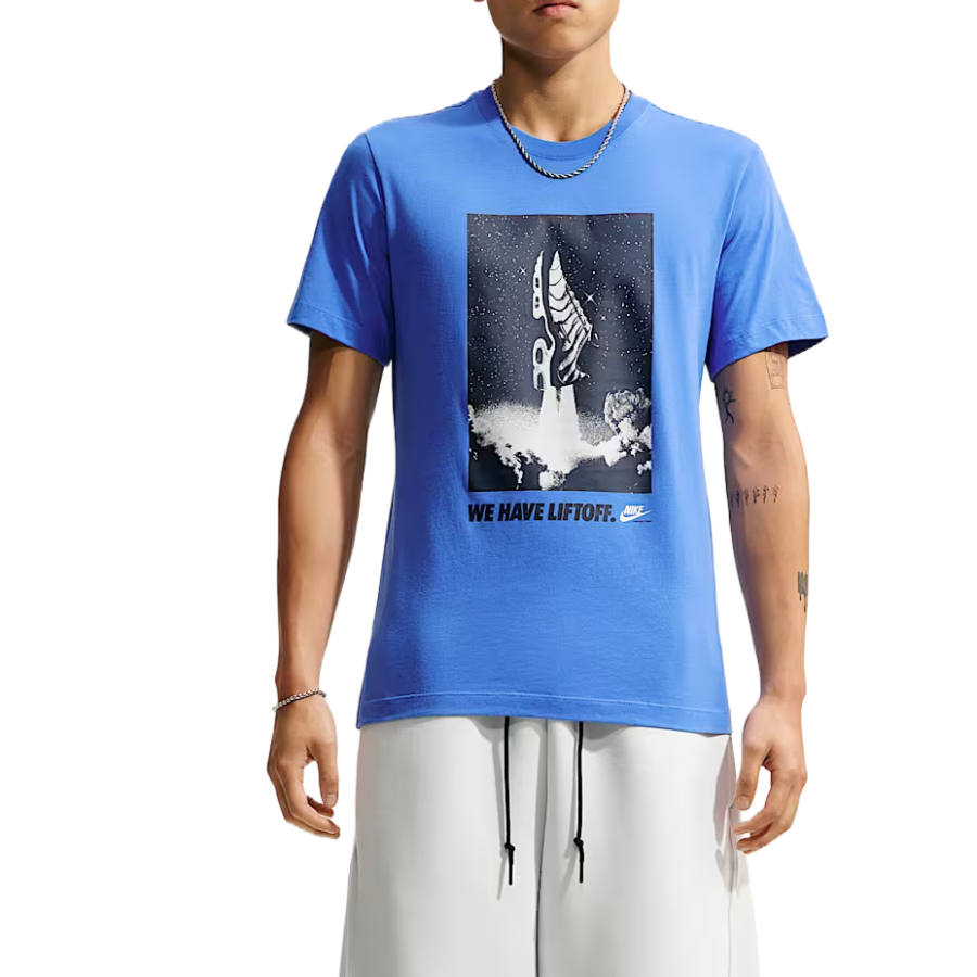 Nike Nike Sportswear T Shirts Men's Blue Crystal Crew Neck Moderate