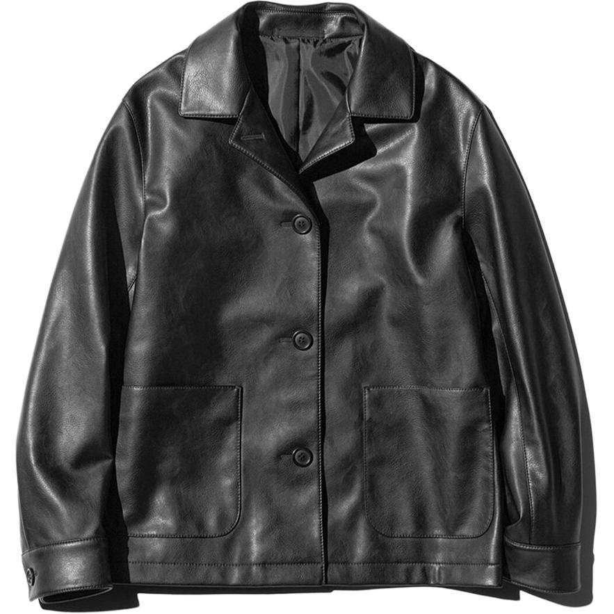 UNIQLO Leather Jackets Women's Black Lapel Moderate Other