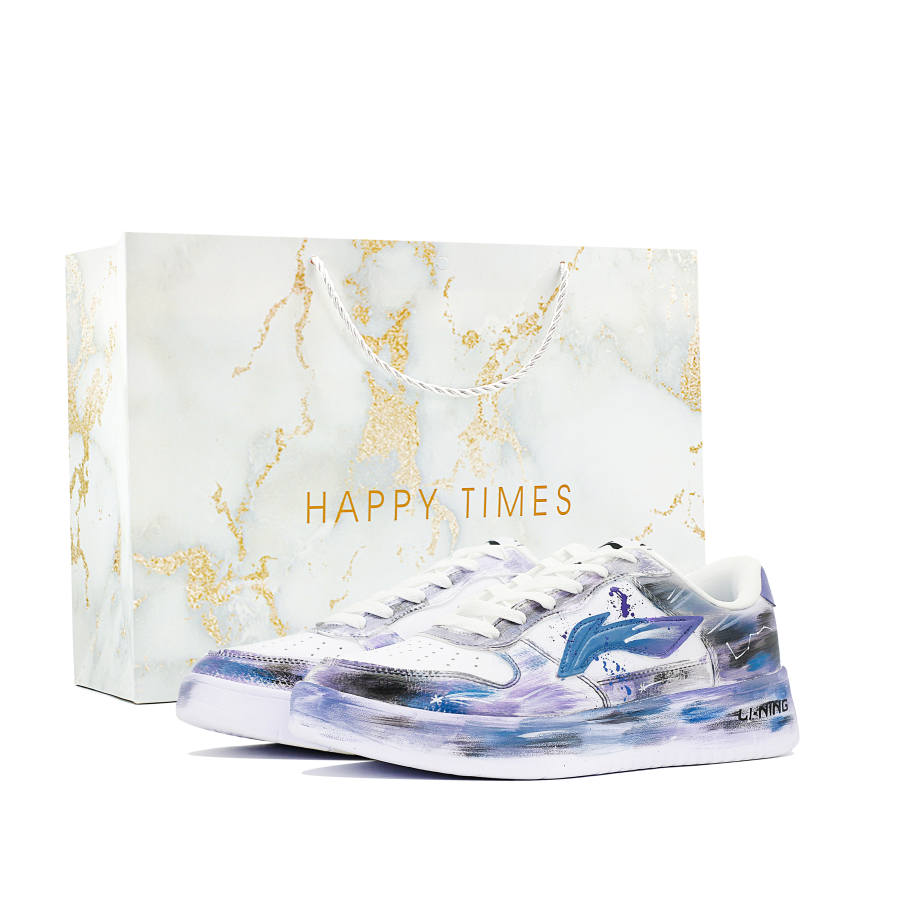 Li-Ning Li Ning Floating Boat Skateboard Shoes Men's Low Top Blue Purple White Black Gradient Graffiti Colorway