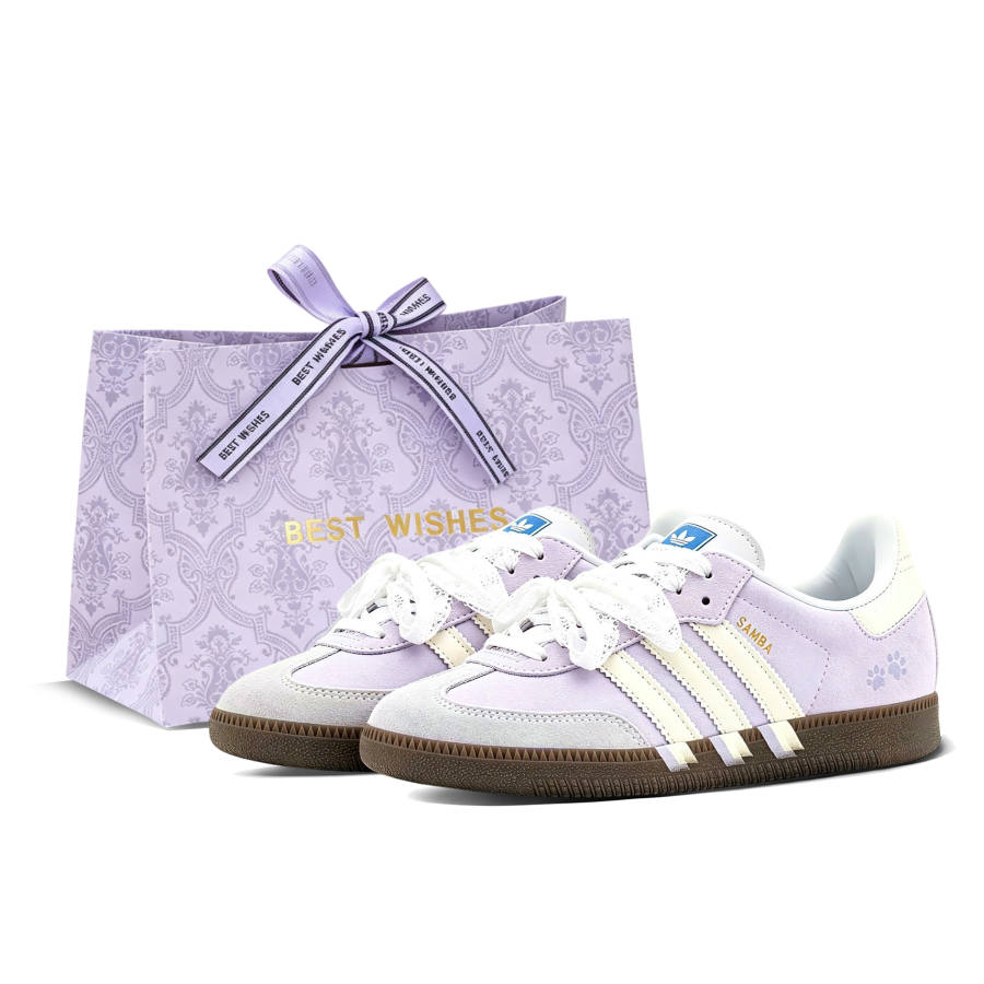 Adidas Originals SAMBA OG German Army Trainers Unisex Low Top Purple/Beige