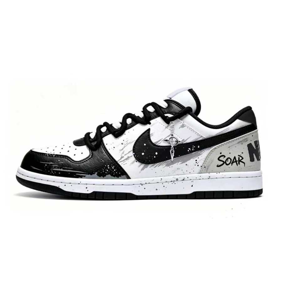 Nike Nike Skateboard Shoes Men's Low Top Black White Gray Ink Splatter Graffiti Colorway