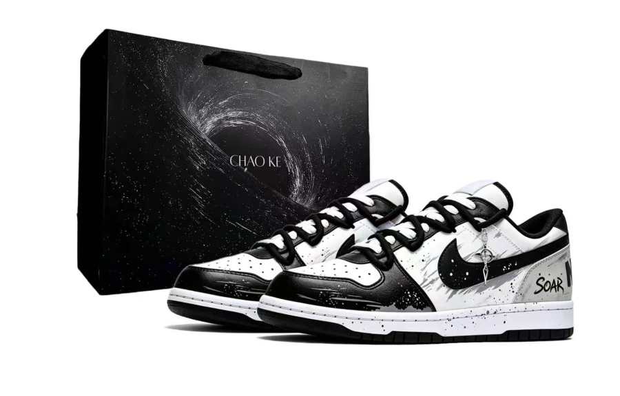 Nike Nike Skateboard Shoes Men's Low Top Black White Gray Ink Splatter Graffiti Colorway