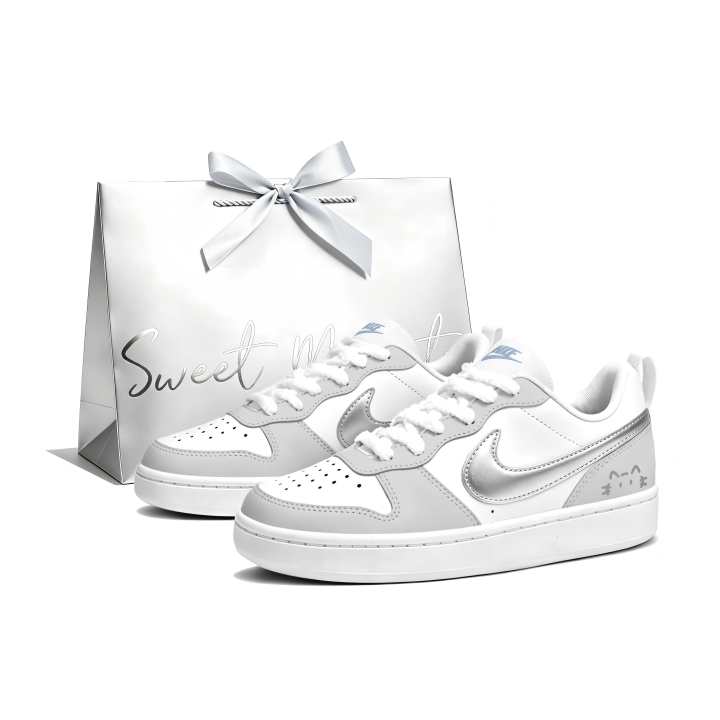 Nike Nike Court Borough Skateboard Shoes Women's Low Top Gray Silver