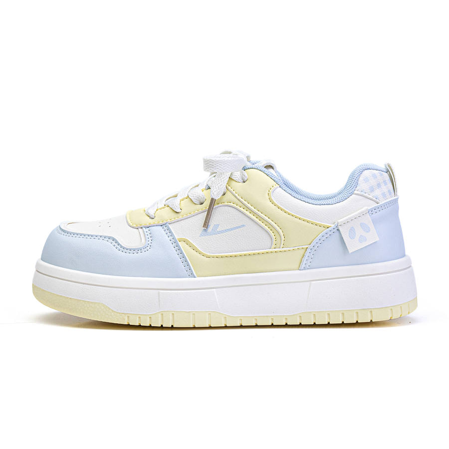 WARRIOR Coverage Height Increasing Abrasion Resistant Lightweight Low top Skateboard Shoes Women's Beige Blue Yellow