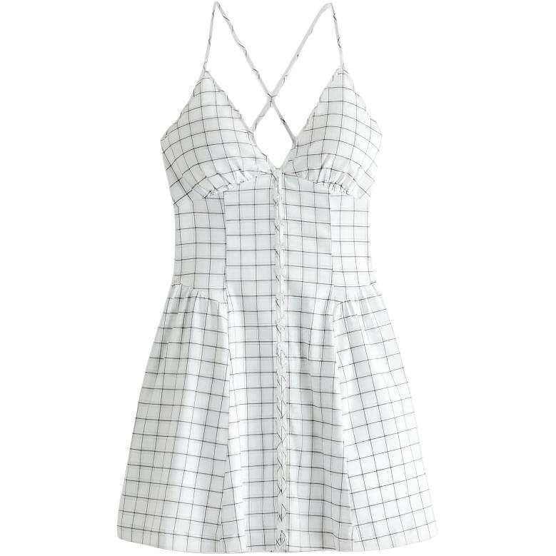 Abercrombie&Fitch Slip Dresses Women's Blue Plaid Moderate