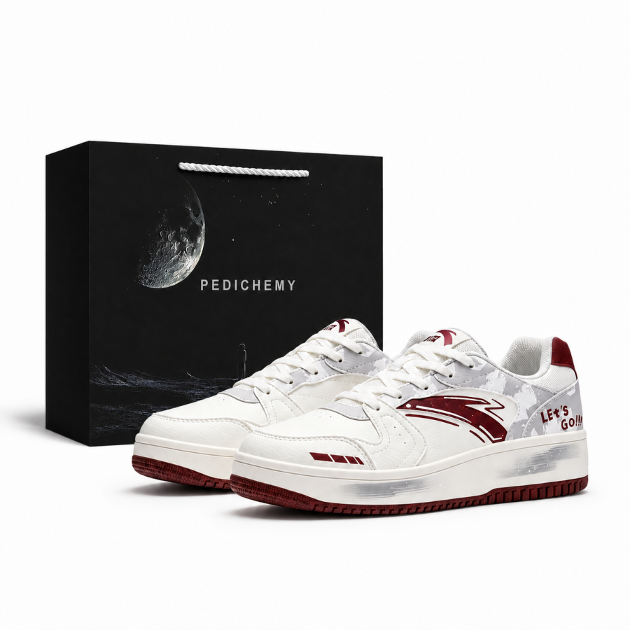 ANTA First Year Skateboard Shoes Unisex Low Top White & Red Gray