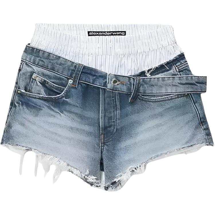 Alexander Wang Denim Shorts Women's Vintage Marble Blue Moderate Other