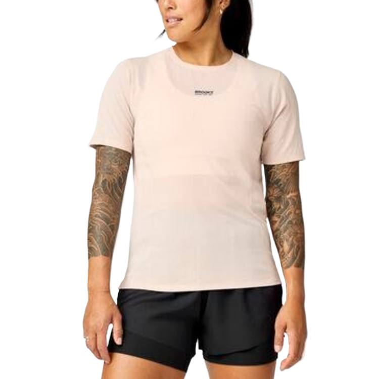 Brooks T Shirts Women's Rose Pink Crew Neck Moderate