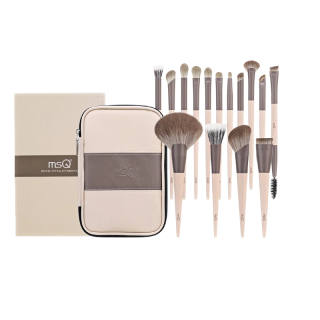 MSQ 4.0 Edition 15 Piece Milk Coffee Professional Makeup Set Loose Powder Nose Contouring Eye Shadow Brushes Animal Fur