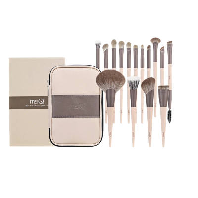 MSQ 4.0 Edition 15 Piece Milk Coffee Professional Makeup Set Loose Powder Nose Contouring Eye Shadow Brushes Animal Fur