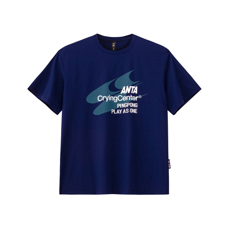 ANTA SUPERSTORE X Crying Center T Shirts Unisex Lighthouse Blue Crew Neck Moderate