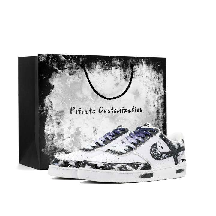 Nike Nike Court Vision 1 Skateboard Shoes Men's Low Top Black White Purple Gradient Starry Sky Colorway