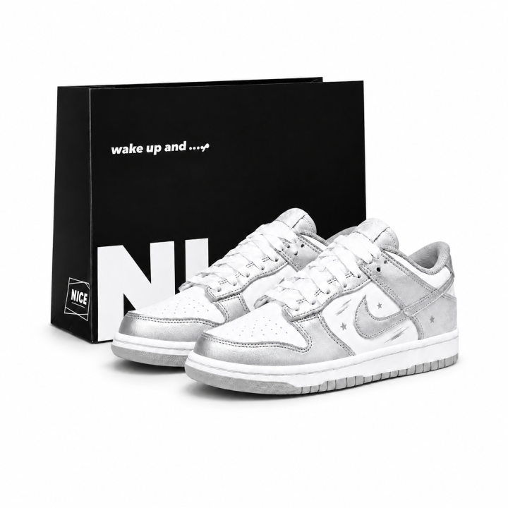 Nike Nike Dunk Vintage Basketball Shoes Unisex Low Top Silver/White