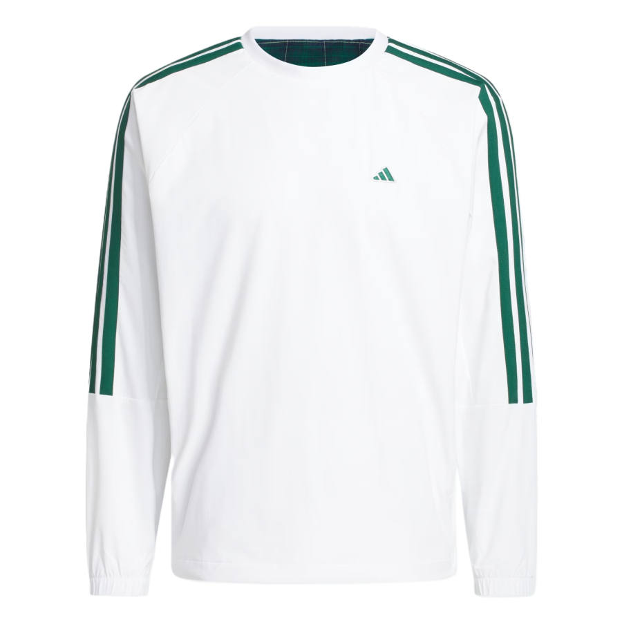Adidas Adidas 3 Stripes Golf Clothing Men's White/University Green Crew Neck Moderate