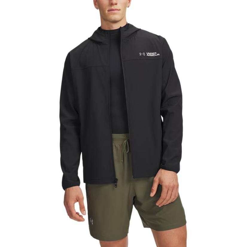 Under Armour Running Jackets Men's Black Hooded Non Detachable Moderate