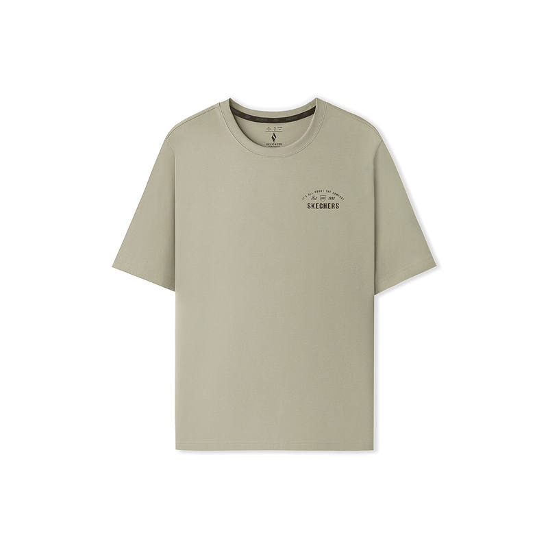 Skechers T Shirts Men's Rock Beige 00V8 Crew Neck Moderate Straight Fit