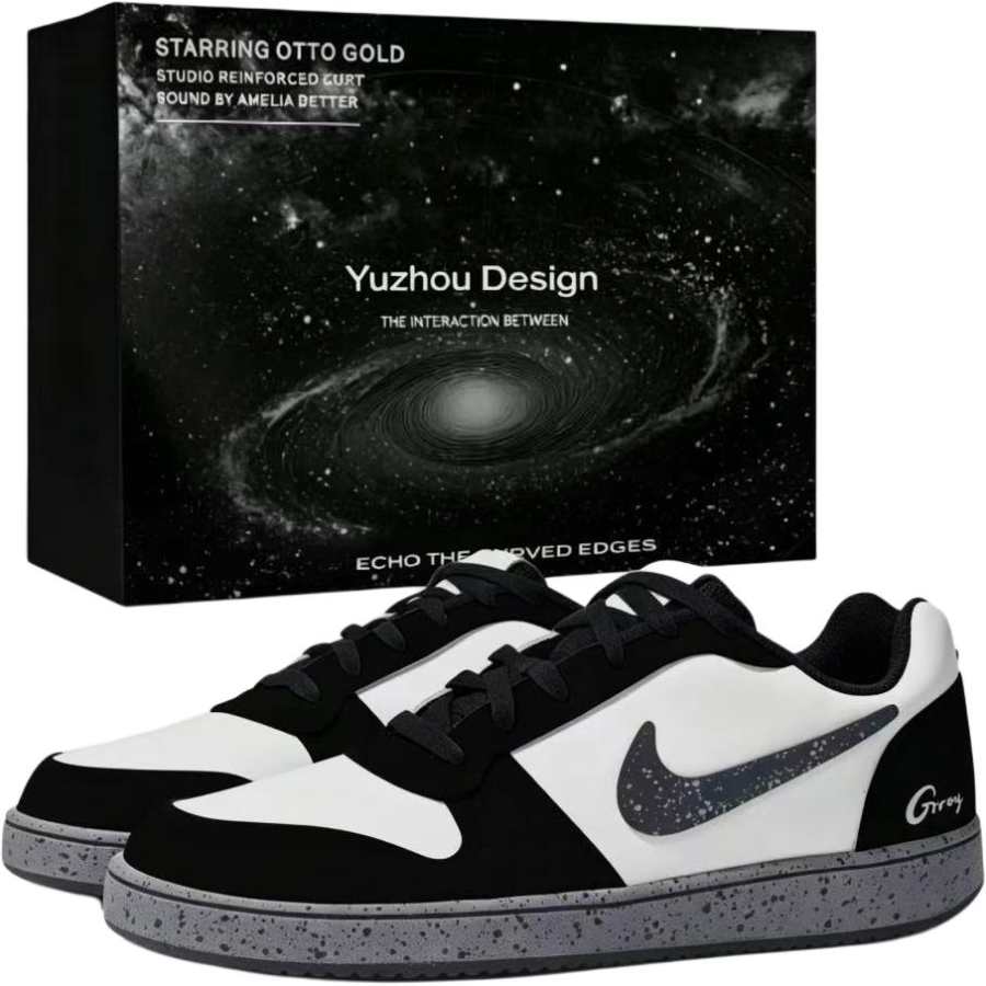 Nike Nike Dunk Skateboard Shoes Men's Low Top Black White Gray Ink Splatter Colorway
