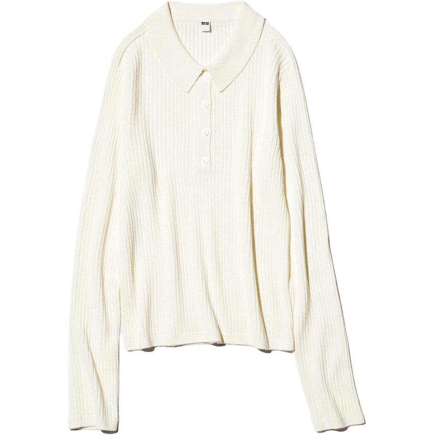 UNIQLO SS26 Sweaters Women's 01 Ivory Polo Collar Moderate