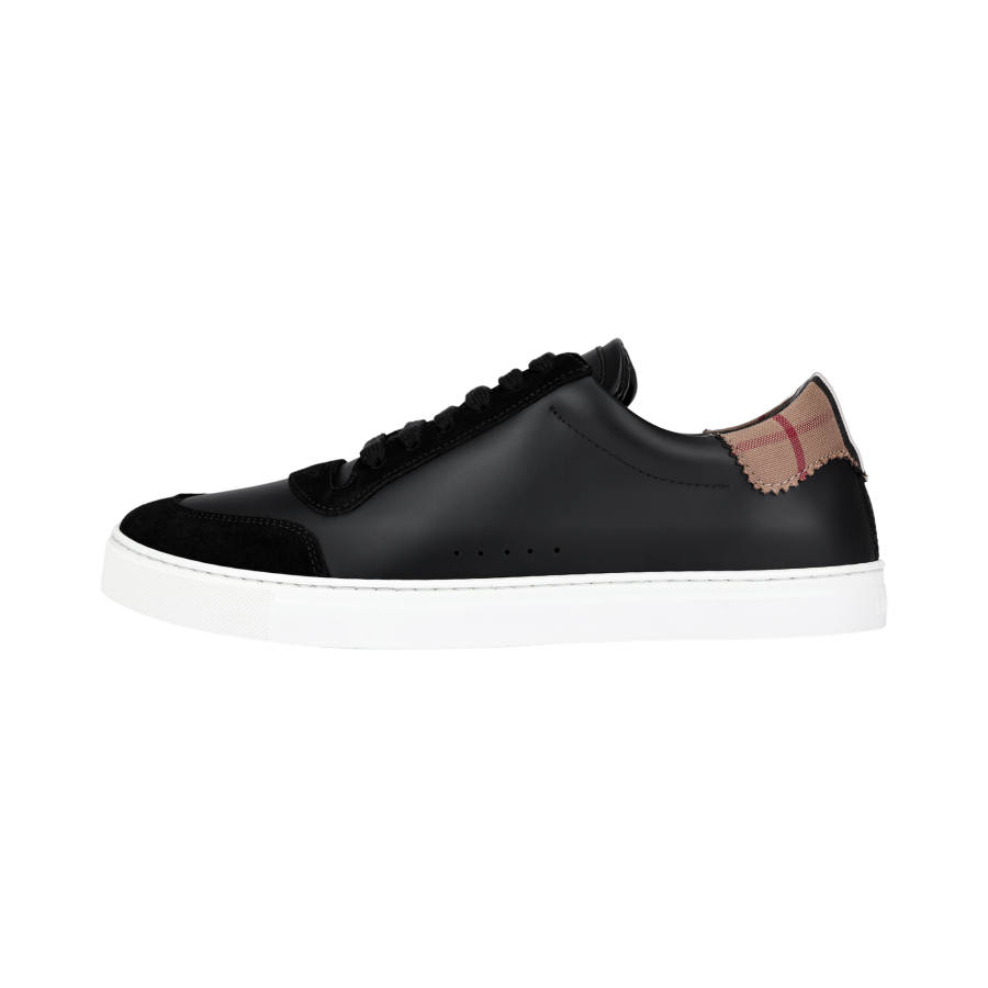 Burberry Leather Suede And Vintage Check Cotton Sneakers Black