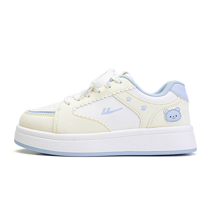 WARRIOR Coverage Height Increasing Abrasion Resistant Lightweight Low top Skateboard Shoes Women's Beige Yellow Blue
