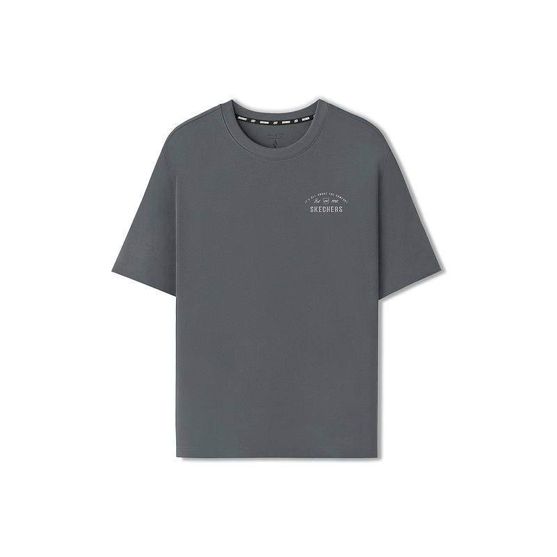 Skechers T Shirts Men's Smoky Gray 013P Crew Neck Moderate Straight Fit