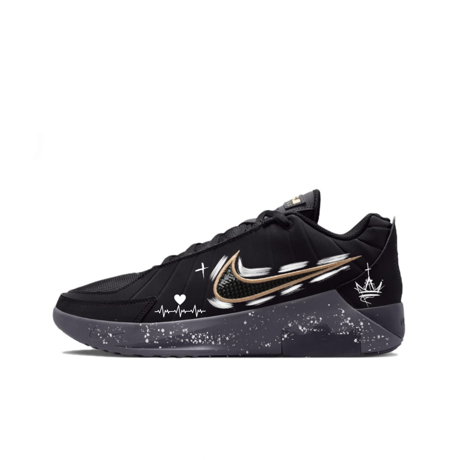Nike Nike LeBron Witness 9 Basketball Shoes Unisex Low Top Black Gray Ink Splatter Colorway
