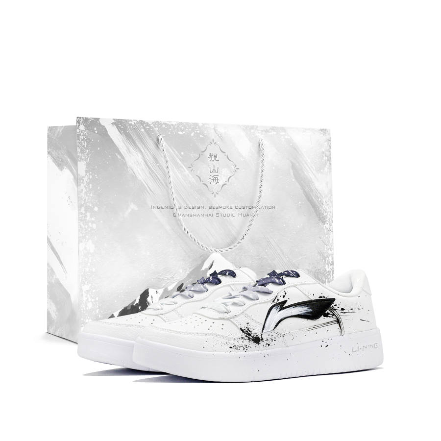 Li-Ning Li Ning Floating Boat Skateboard Shoes Men's Low Top White Black Gray Ink Wash Colorway