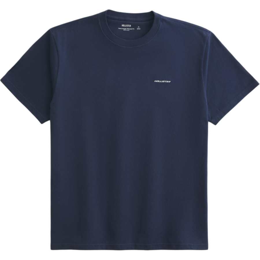 Hollister/ T Shirts Men's Marine Blue Crew Neck Thickened