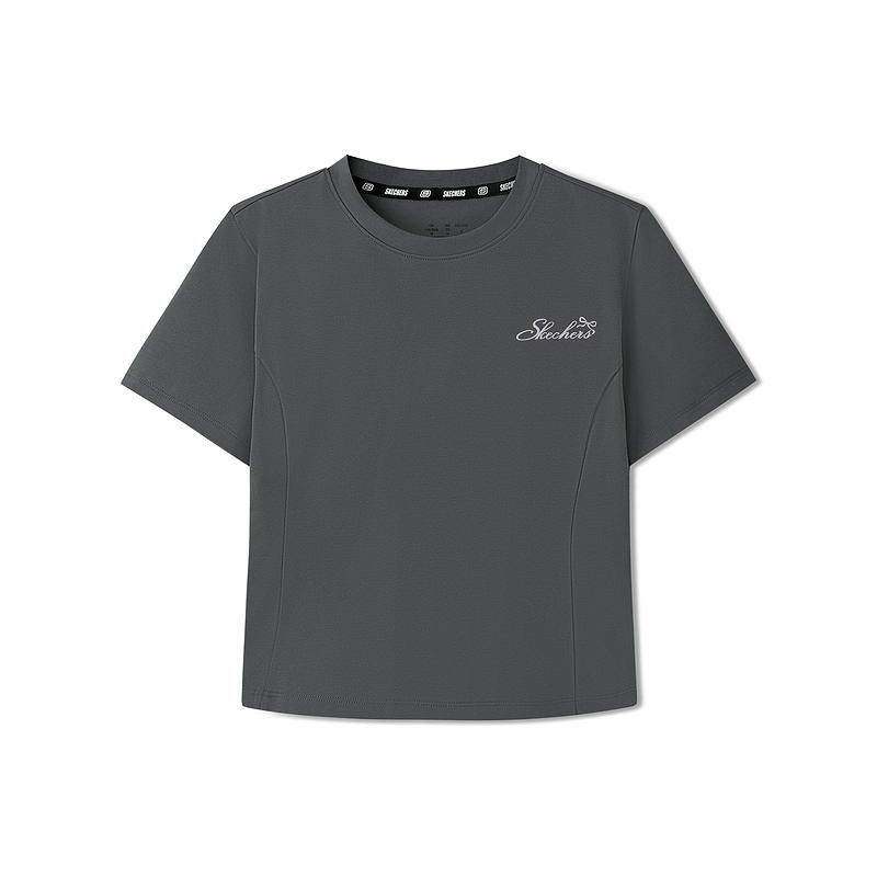 Skechers T Shirts Women's Smoky Gray 013P Crew Neck Moderate