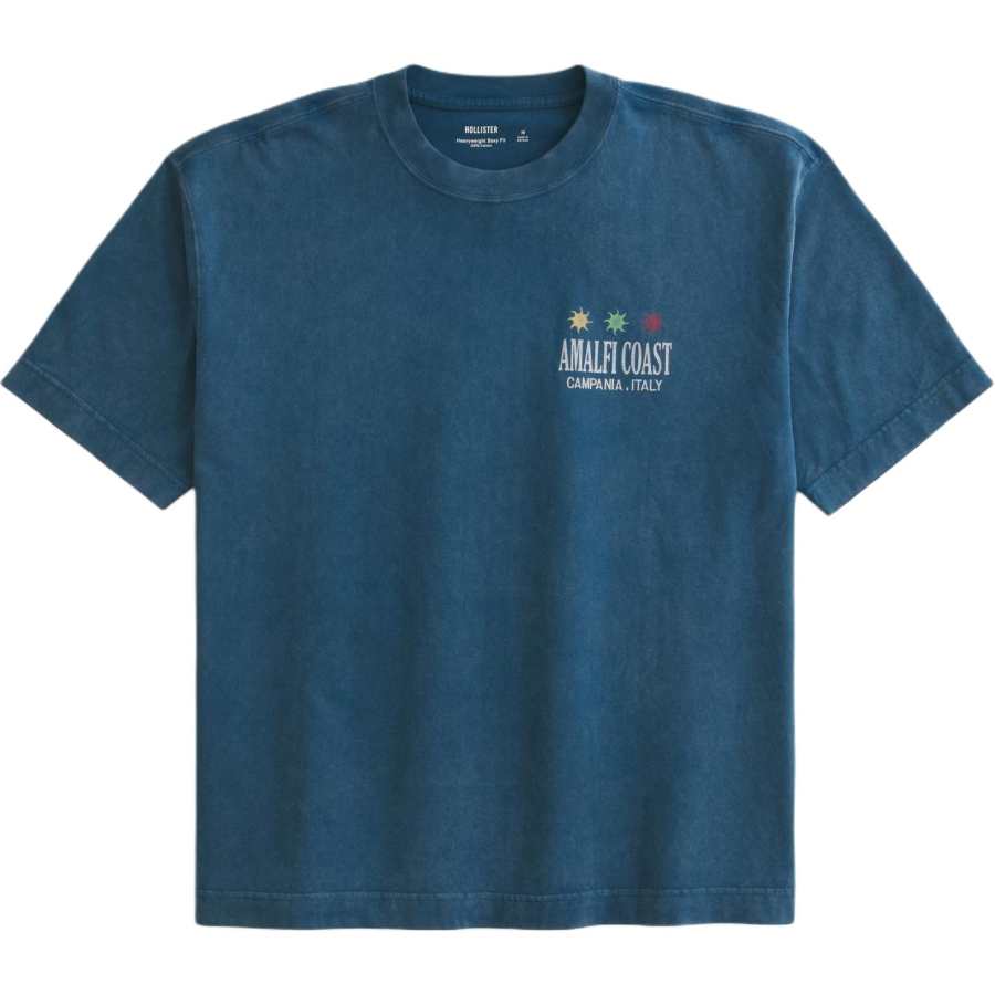 Hollister/ T Shirts Men's Marine Blue Crew Neck Thickened