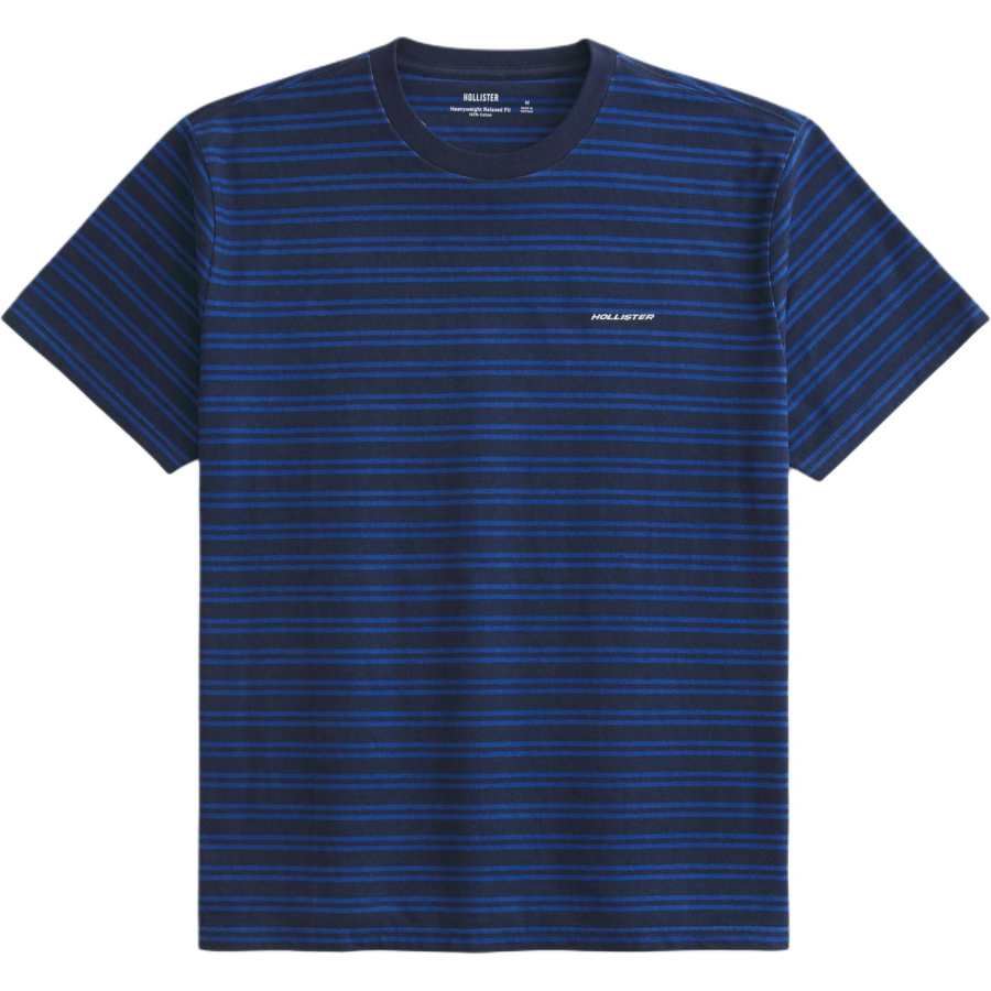 Hollister/ T Shirts Men's Blue Stripes Crew Neck Thickened