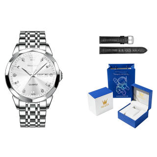 OLEVS Quartz Movement Stainless Steel Watchband Watch Men's Watches White Dial