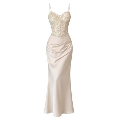 CPAURA Slip Dresses Women's Apricot Pink Dress Moderate Long Skirt Bodycon Skirt