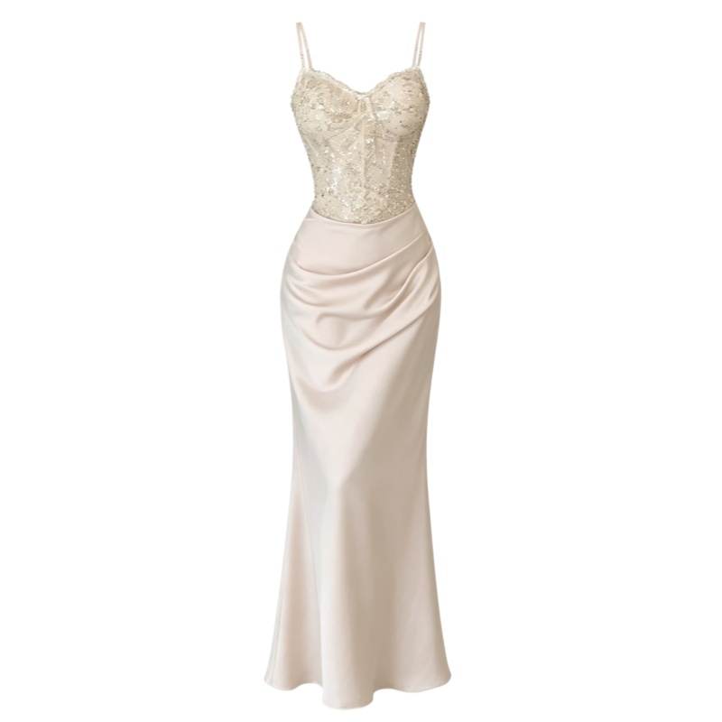 CPAURA Slip Dresses Women's Apricot Pink Dress Moderate Long Skirt Bodycon Skirt