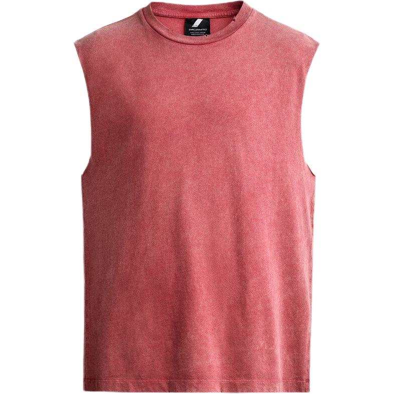 ZARA Tank Tops Men's Red Crew Neck Moderate Straight Fit