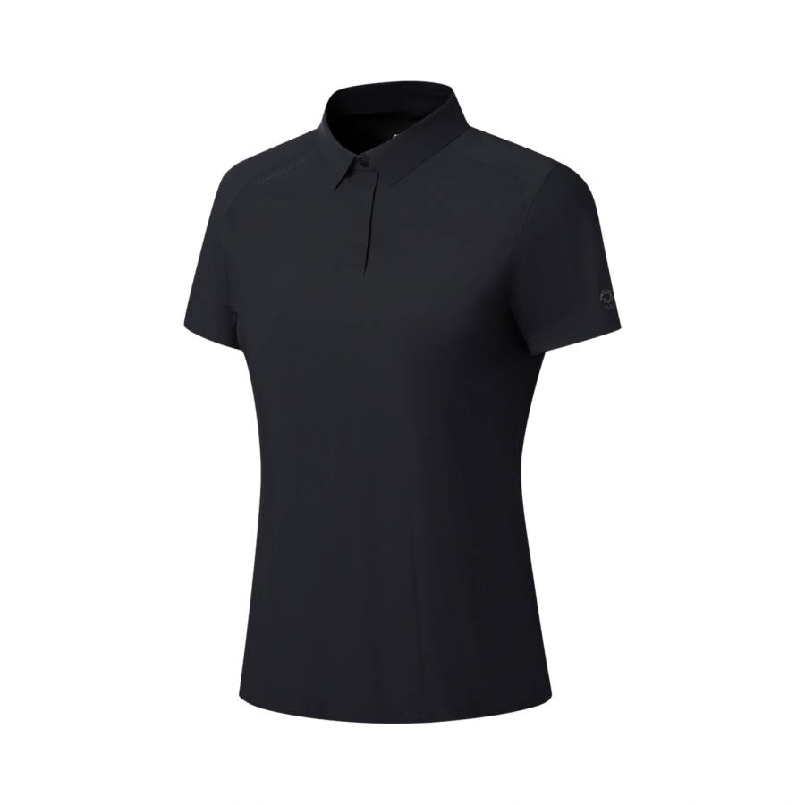 Li-Ning Li Ning Gold Logo | Polo Shirts Women's Black Polo Collar Moderate