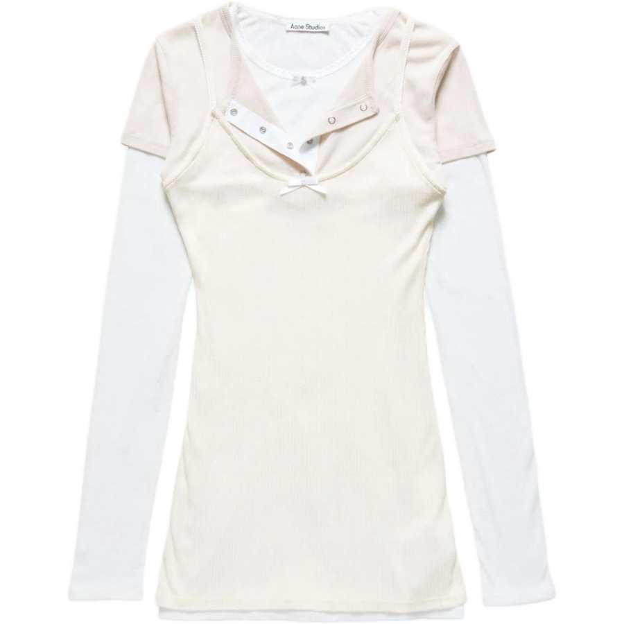 Acne Studios Long Sleeved Dresses Women's White/Ecru Henry Collar Moderate Short Skirt