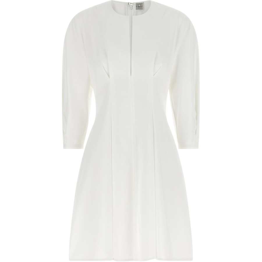 TOTEME Long Sleeved Dresses Women's White V Neck Moderate Straight Fit